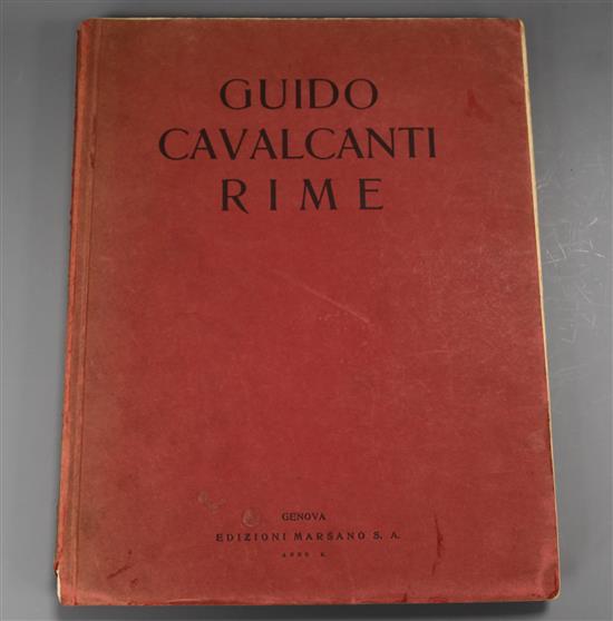 Cavalcanti, Guido - Rime, edited by Ezra Pound, quarto, original wraps, torn and with loss to lower spine,